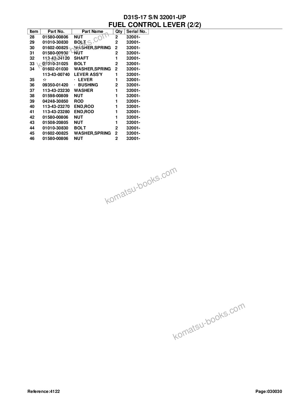 Komatsu D31S-17 S/N 32001-UP Parts catalog cover Page 7