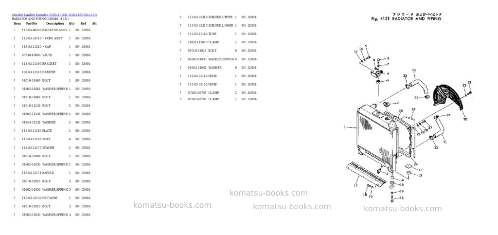 Komatsu d31s-17 s/n 32001-up Parts catalog cover Page 3