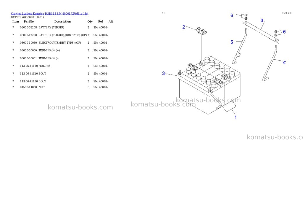 Komatsu d31s-18 s/n 40001-up Parts catalog cover Page 8