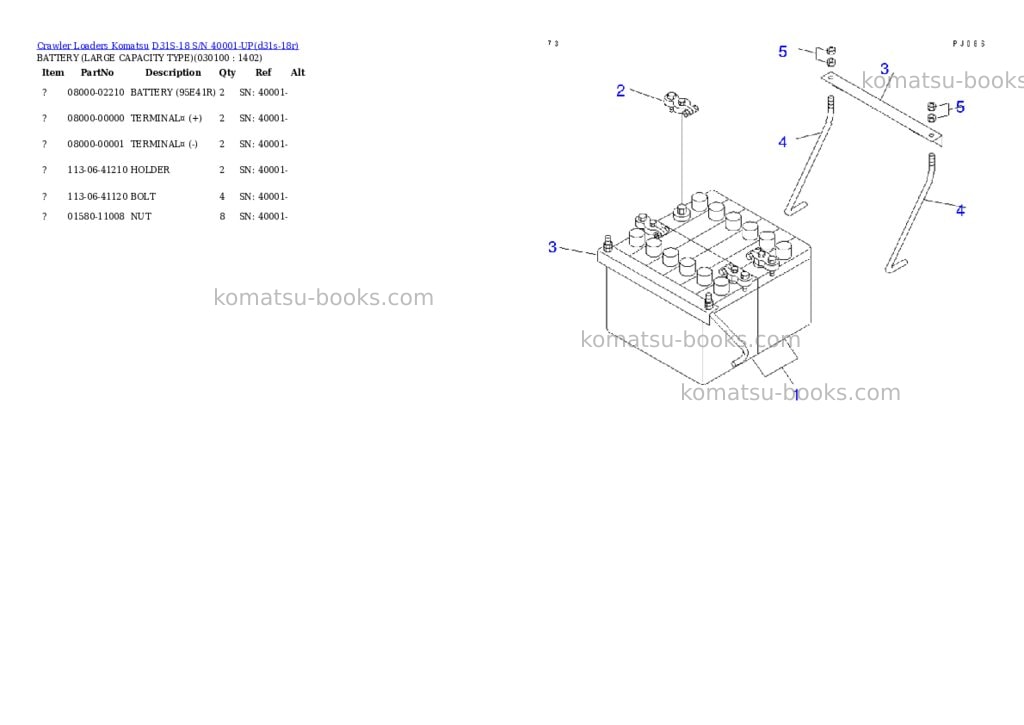Komatsu d31s-18 s/n 40001-up Parts catalog cover Page 9