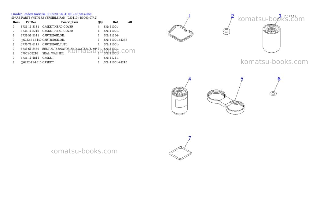 Komatsu D31S-20 S/N 41001-UP Parts catalog cover Page 10 Komatsu D31S-20 S/N 41001-UP Parts catalog cover Page 10