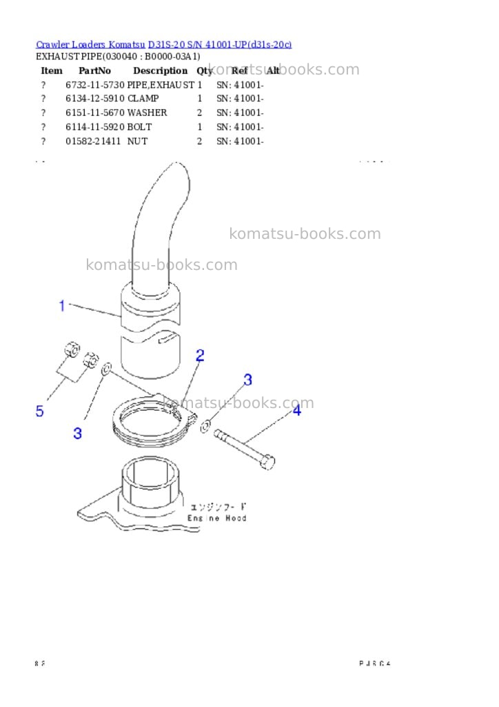 Komatsu D31S-20 S/N 41001-UP Parts catalog cover Page 3 Komatsu D31S-20 S/N 41001-UP Parts catalog cover Page 3