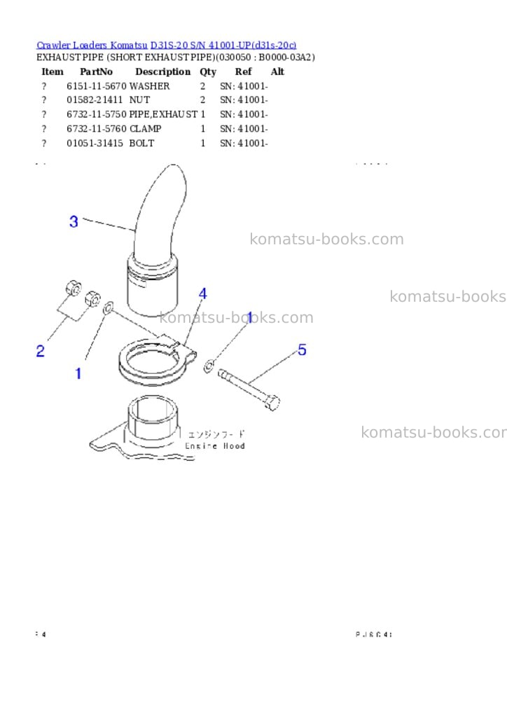 Komatsu D31S-20 S/N 41001-UP Parts catalog cover Page 4 Komatsu D31S-20 S/N 41001-UP Parts catalog cover Page 4