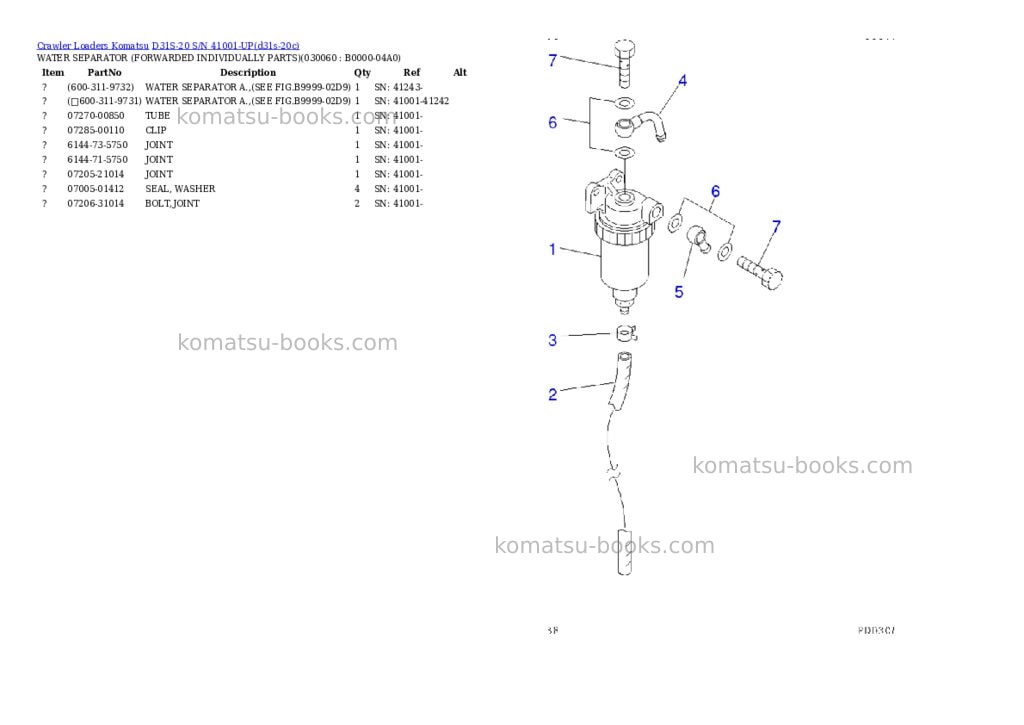 Komatsu D31S-20 S/N 41001-UP Parts catalog cover Page 5 Komatsu D31S-20 S/N 41001-UP Parts catalog cover Page 5