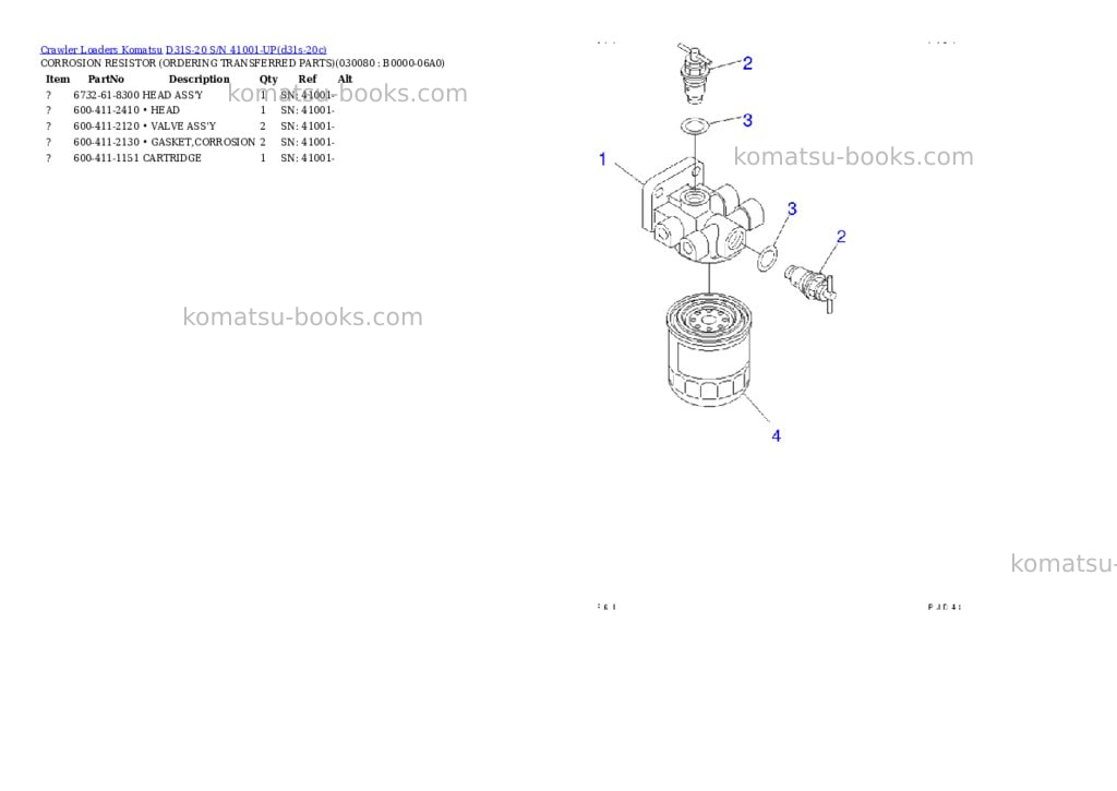 Komatsu D31S-20 S/N 41001-UP Parts catalog cover Page 7 Komatsu D31S-20 S/N 41001-UP Parts catalog cover Page 7