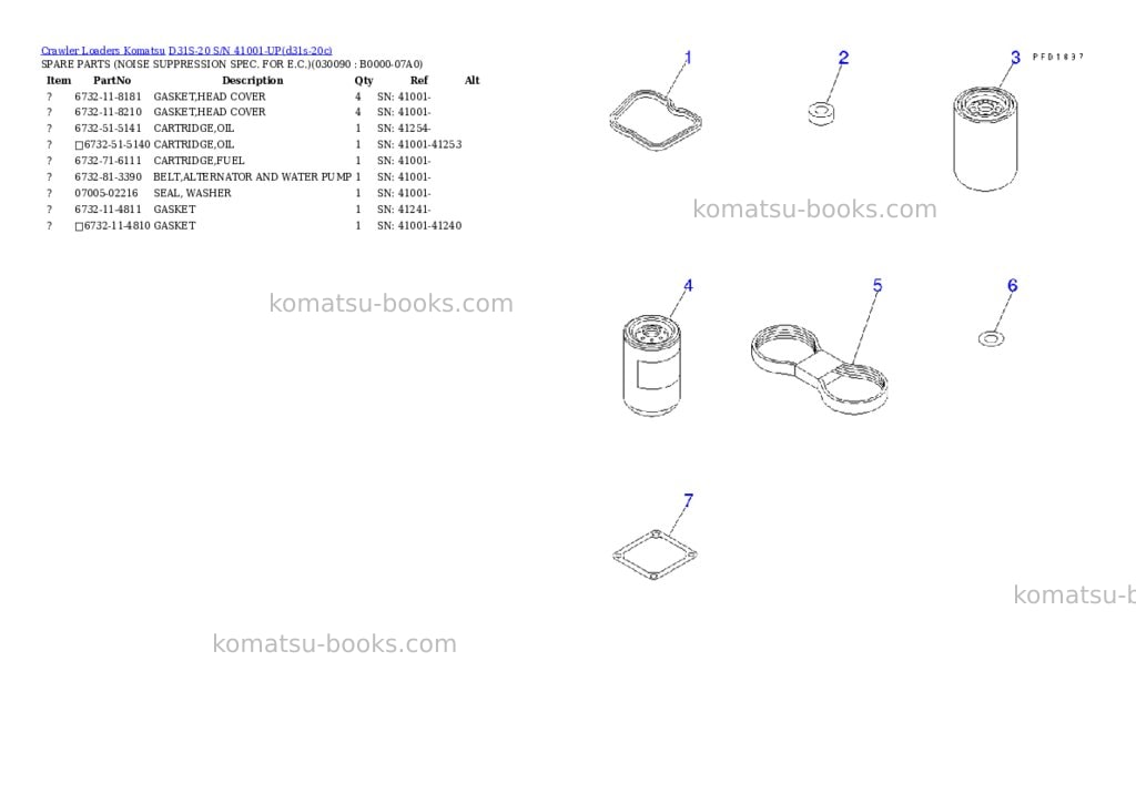 Komatsu D31S-20 S/N 41001-UP Parts catalog cover Page 8 Komatsu D31S-20 S/N 41001-UP Parts catalog cover Page 8