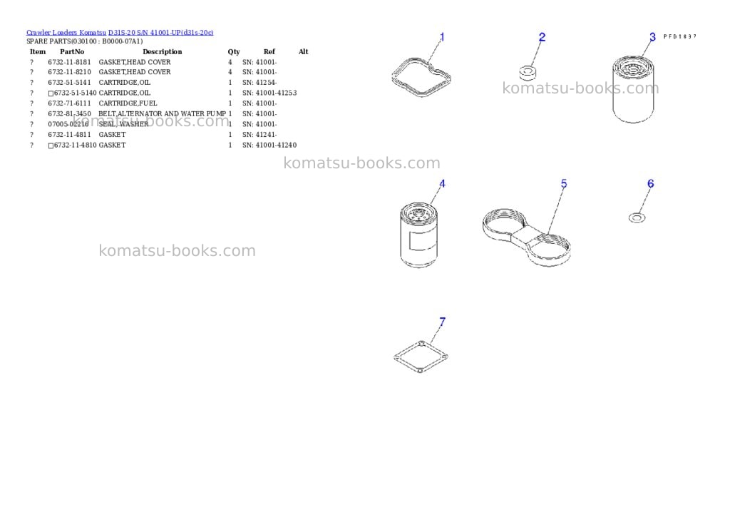 Komatsu D31S-20 S/N 41001-UP Parts catalog cover Page 9 Komatsu D31S-20 S/N 41001-UP Parts catalog cover Page 9