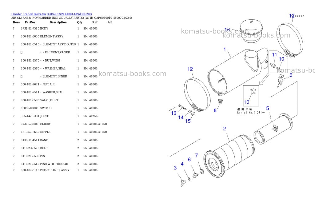 Komatsu d31s-20 s/n 41001-up Parts catalog cover Page 3