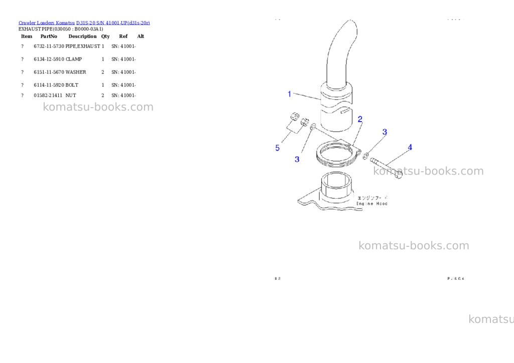 Komatsu d31s-20 s/n 41001-up Parts catalog cover Page 4