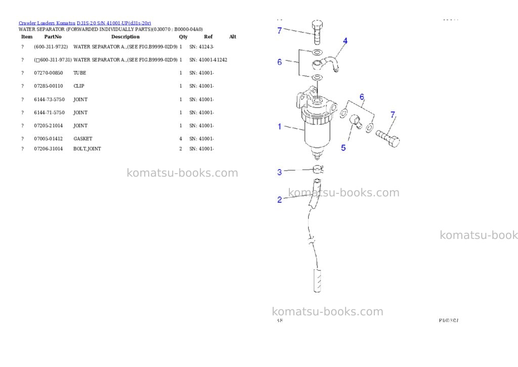 Komatsu d31s-20 s/n 41001-up Parts catalog cover Page 6