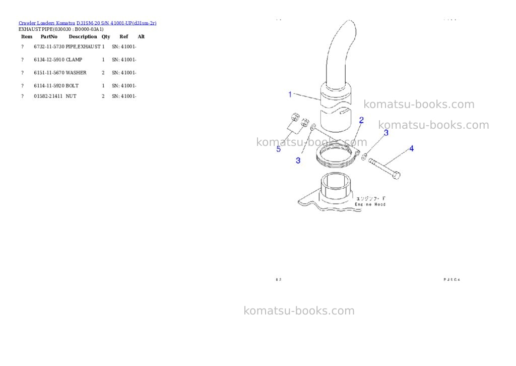 Komatsu d31sm-20 s/n 41001-up Parts catalog cover Page 2 Komatsu d31sm-20 s/n 41001-up Parts catalog cover Page 2