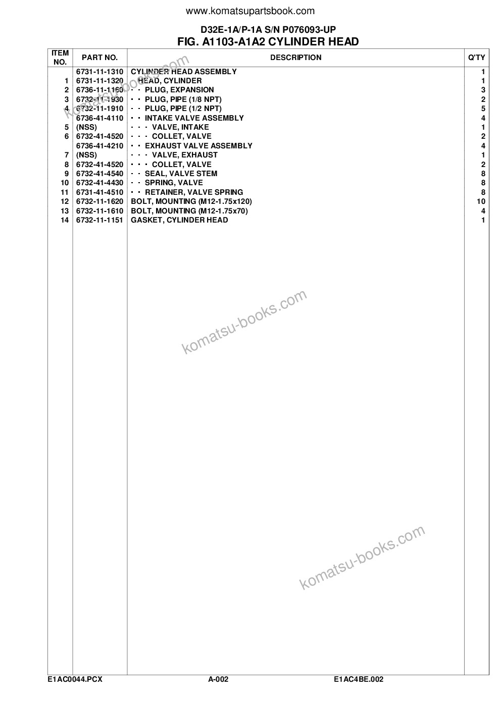 Komatsu d32e-1a/p-1a s/n p076093-up Parts catalog cover Page 5