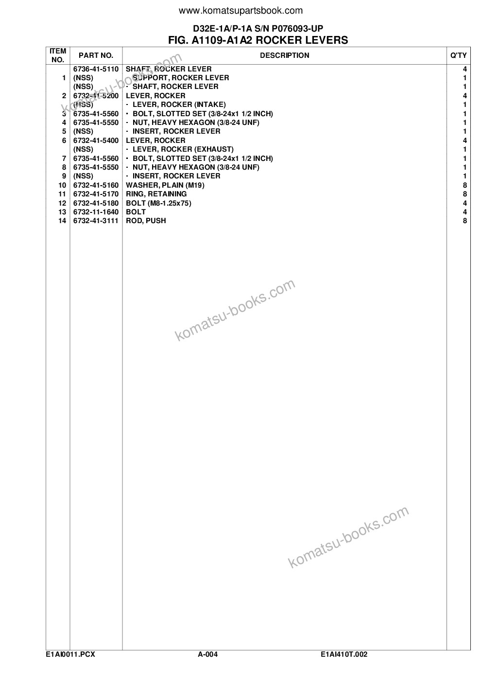 Komatsu d32e-1a/p-1a s/n p076093-up Parts catalog cover Page 7