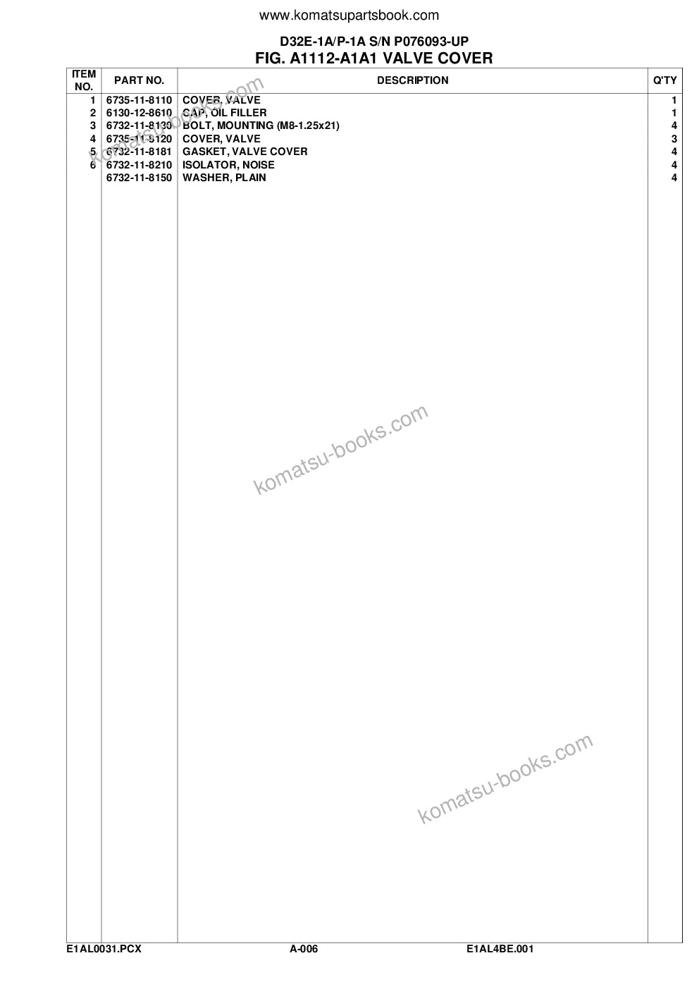 Komatsu d32e-1a/p-1a s/n p076093-up Parts catalog cover Page 9