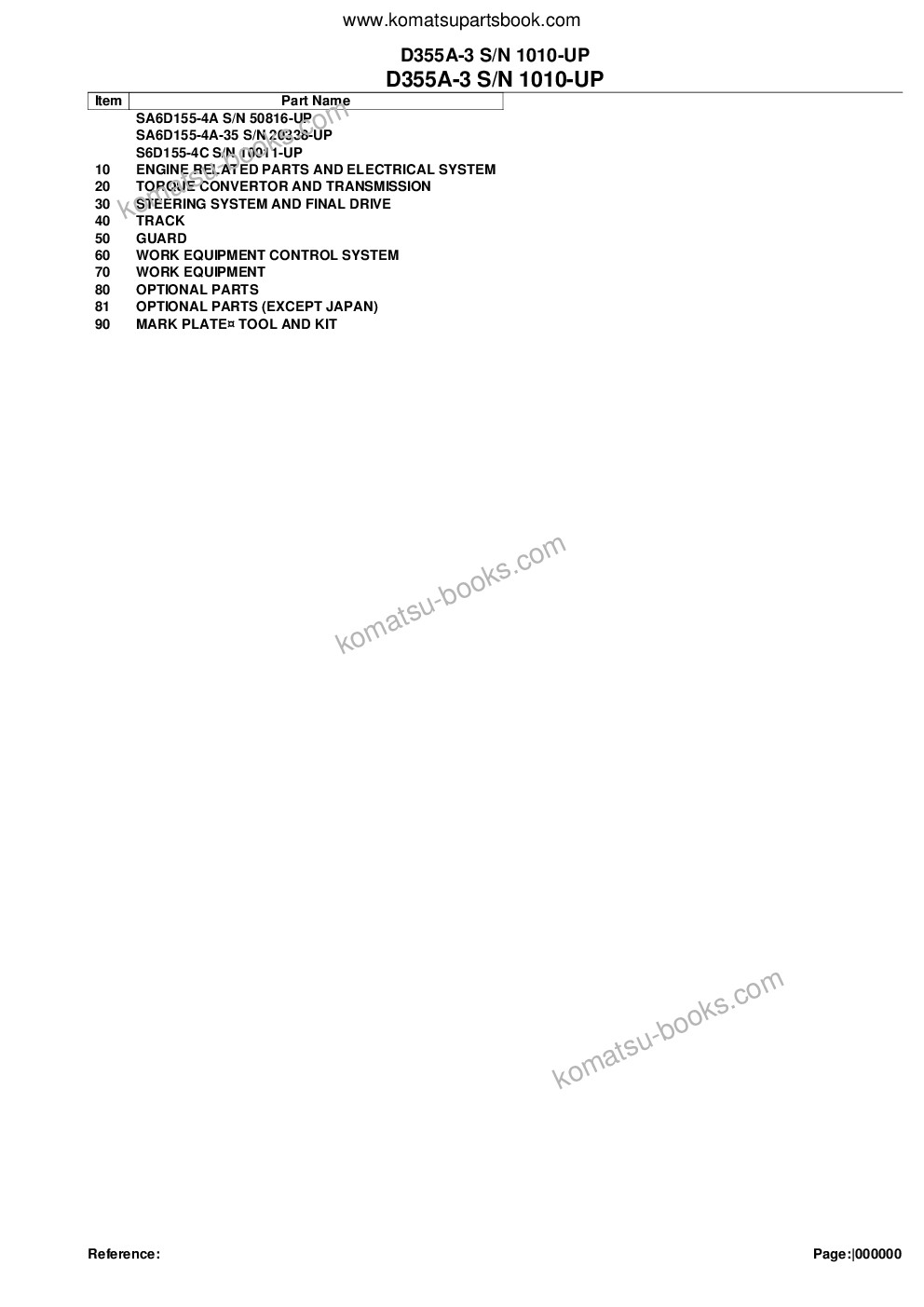 Komatsu D355A-3 S/N 1010-UP Katalog części okładka