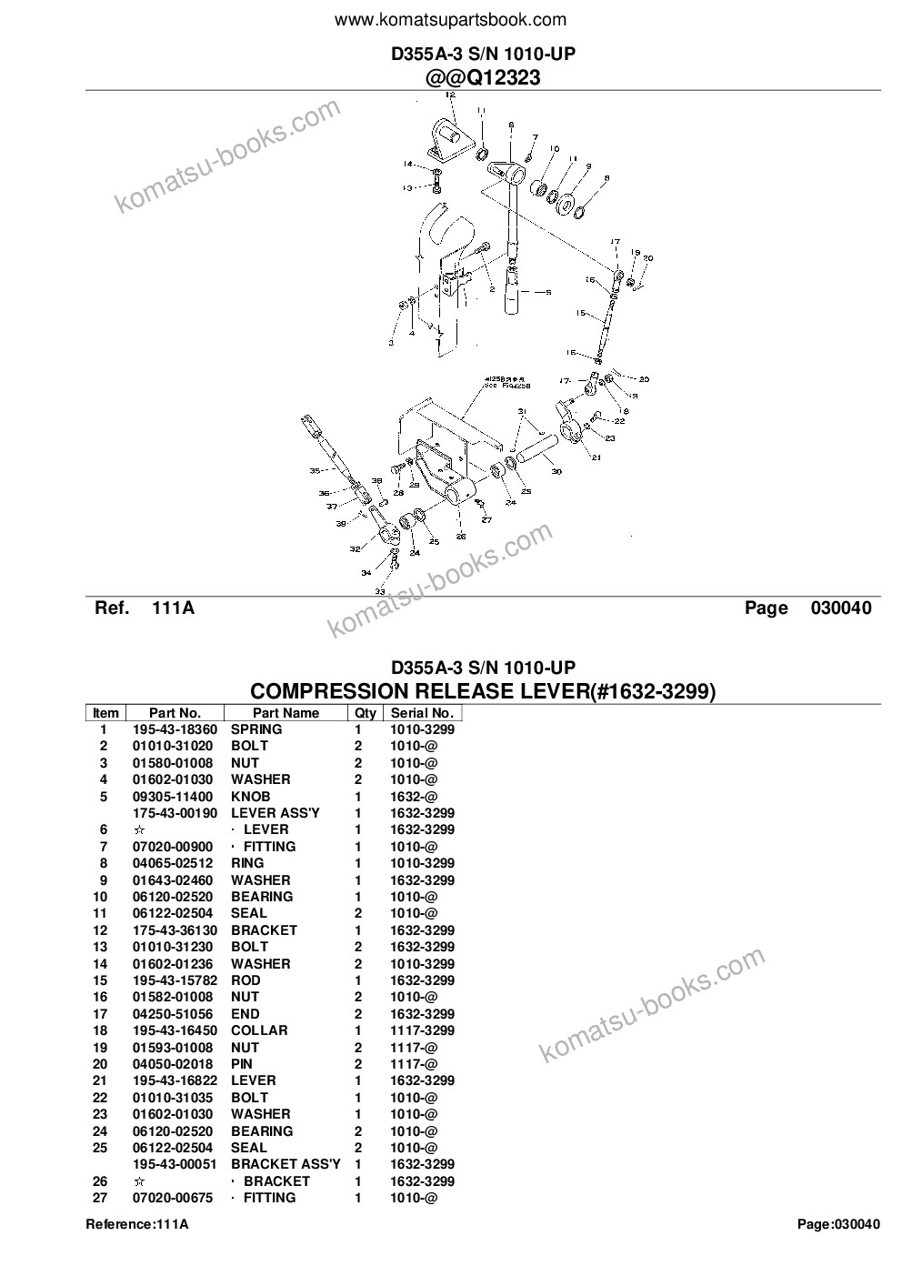 Komatsu D355A-3 S/N 1010-UP Katalog części okładka Strona 9
