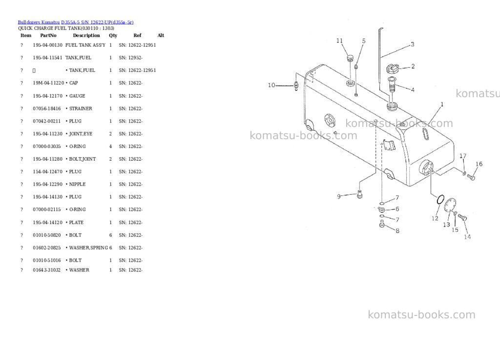 Komatsu d355a-5 s/n 12622-up Parts catalog cover Page 10