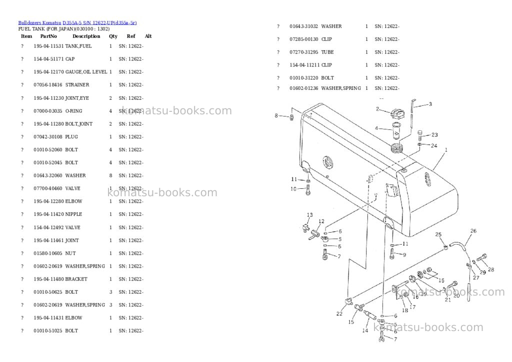 Komatsu d355a-5 s/n 12622-up Parts catalog cover Page 9
