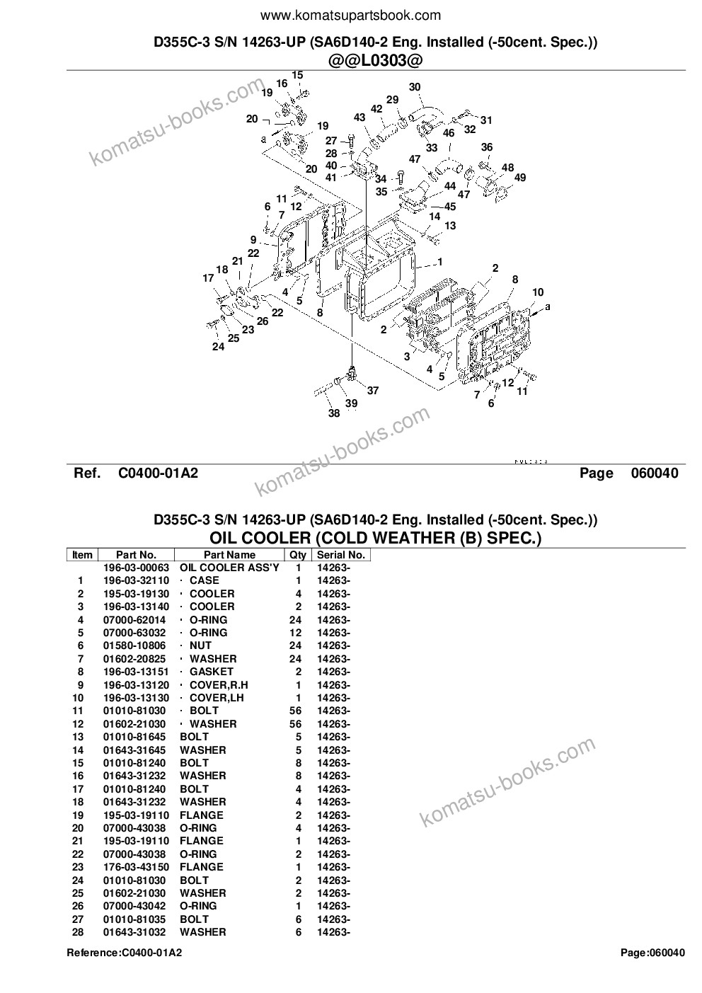 Komatsu d355c-3 s/n 14263-up sa6d140-2 eng. installed -50cent. spec. Katalog części okładka Strona 10