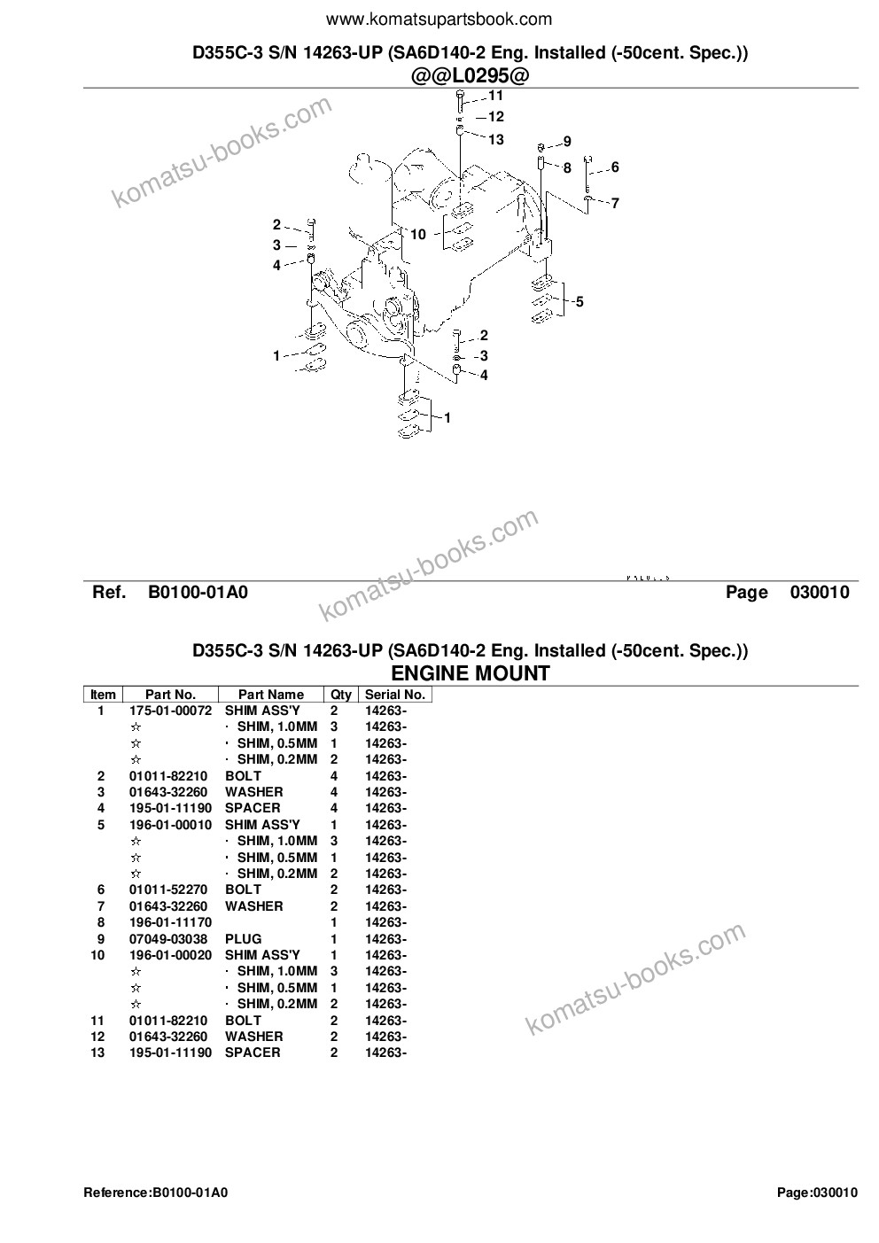 Komatsu d355c-3 s/n 14263-up sa6d140-2 eng. installed -50cent. spec. Katalog części okładka Strona 3