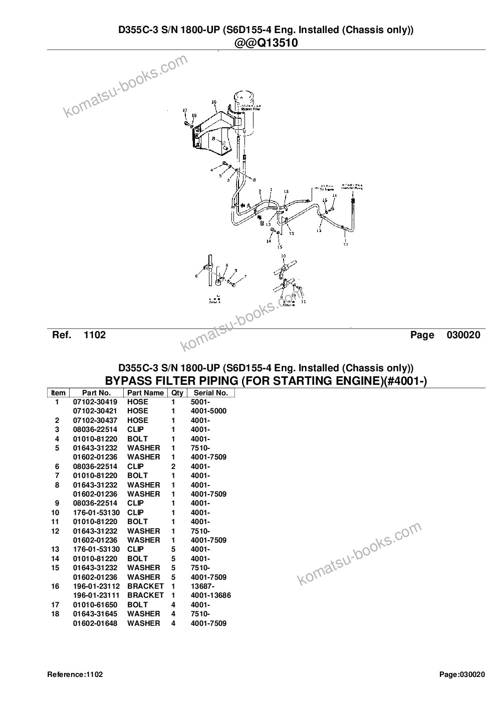 Komatsu d355c-3 s/n 1800-up s6d155-4 eng. installed chassis only Каталог запчастей обложка Страница 4