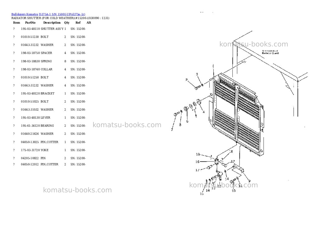 Komatsu D375A-1 S/N 15001-UP Parts catalog cover Page 8