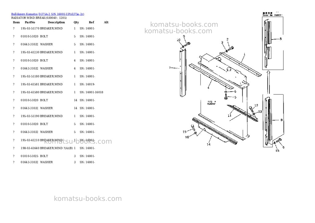 Komatsu d375a-2 s/n 16001-up Parts catalog cover Page 3