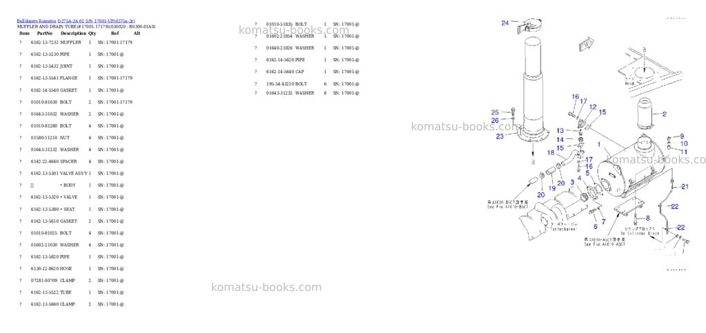 Komatsu d375a-3a-01 s/n 17001-up Parts catalog cover