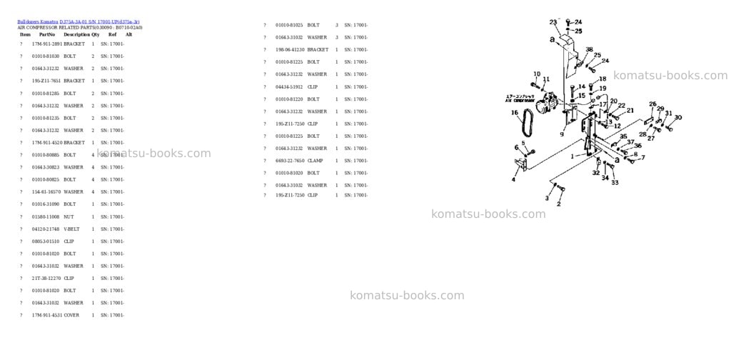 Komatsu d375a-3a-01 s/n 17001-up Parts catalog cover Page 8