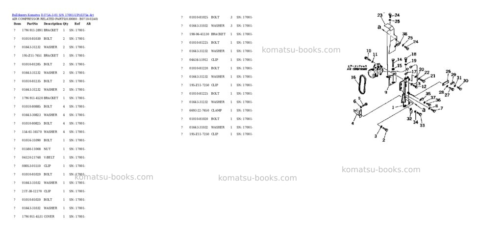 Komatsu d375a-3-01 s/n 17001-up Parts catalog cover Page 7