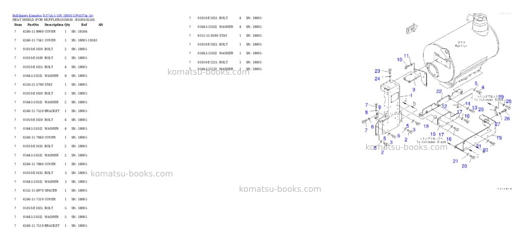 Komatsu d375a-5 s/n 18001-up Parts catalog cover Page 2