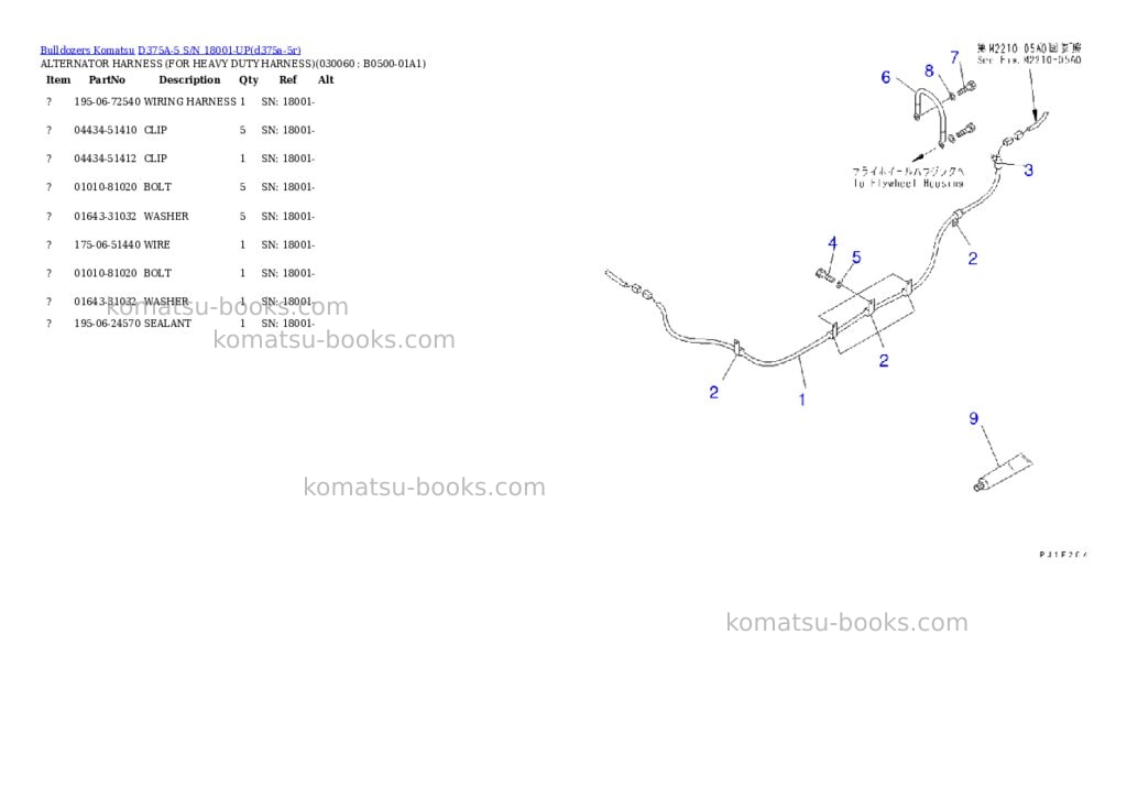 Komatsu d375a-5 s/n 18001-up Parts catalog cover Page 5