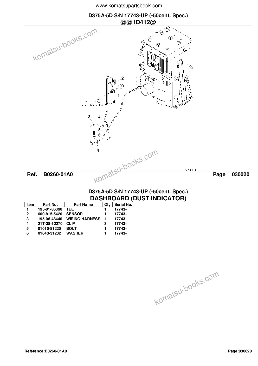 Komatsu d375a-5d s/n 17743-up -50cent. spec. Parts catalog cover Page 4