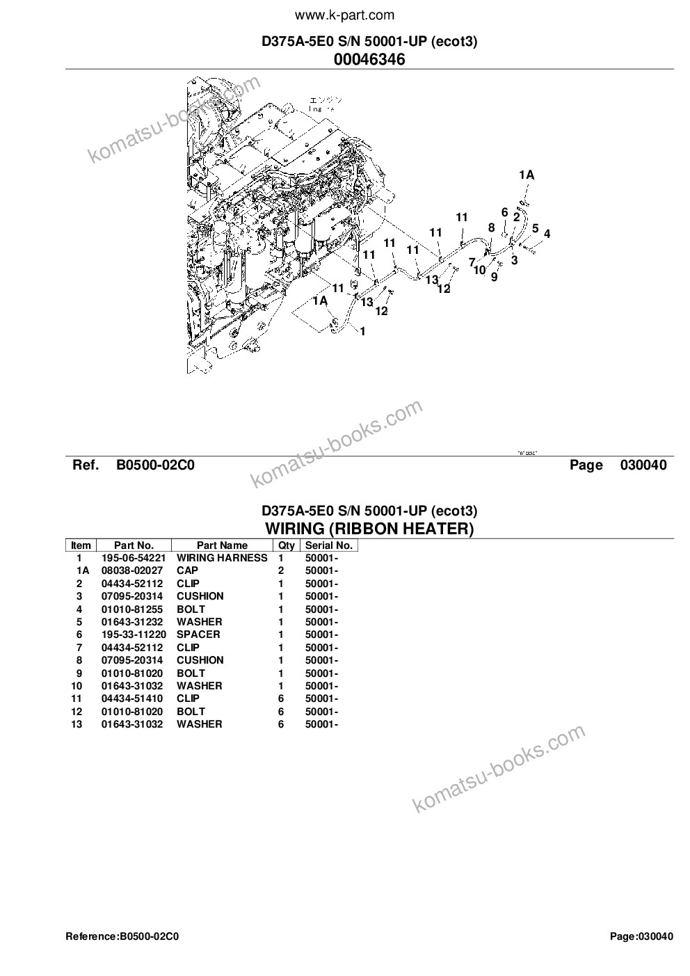 Komatsu d375a-5e0 s/n 50001-up ecot3 Каталог запчастей обложка Страница 6