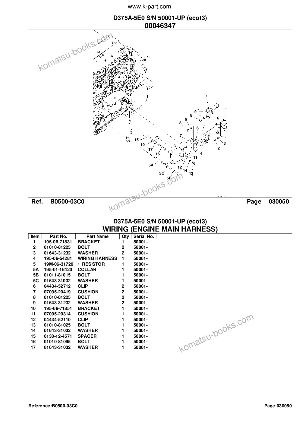Komatsu d375a-5e0 s/n 50001-up ecot3 Каталог запчастей обложка Страница 7
