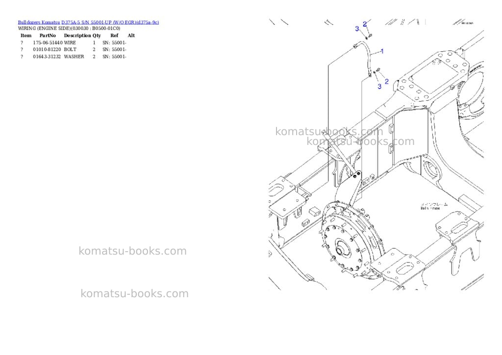 Komatsu d375a-5 s/n 55001-up w/o egr Parts catalog cover Page 2