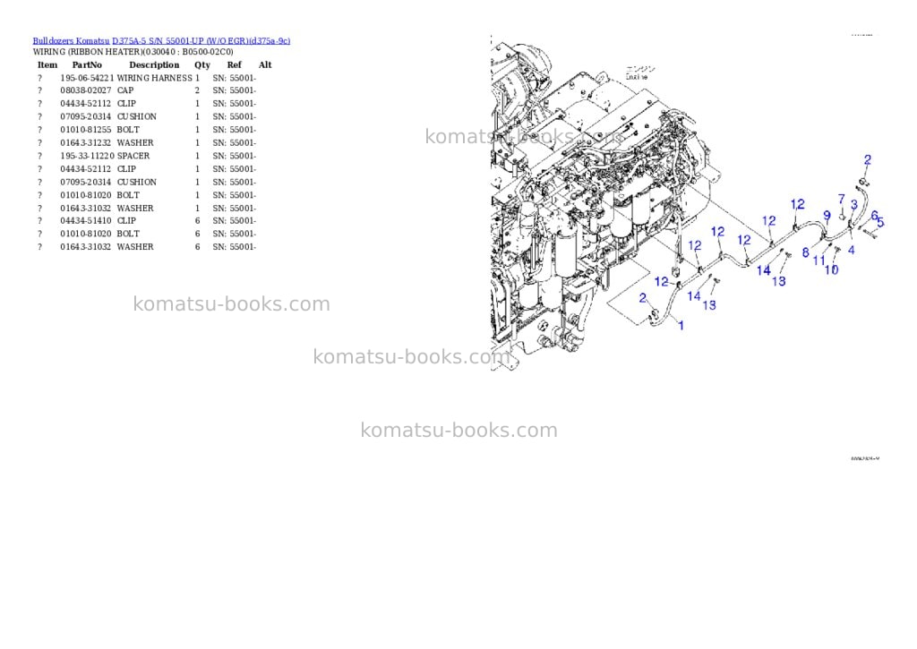 Komatsu d375a-5 s/n 55001-up w/o egr Parts catalog cover Page 3