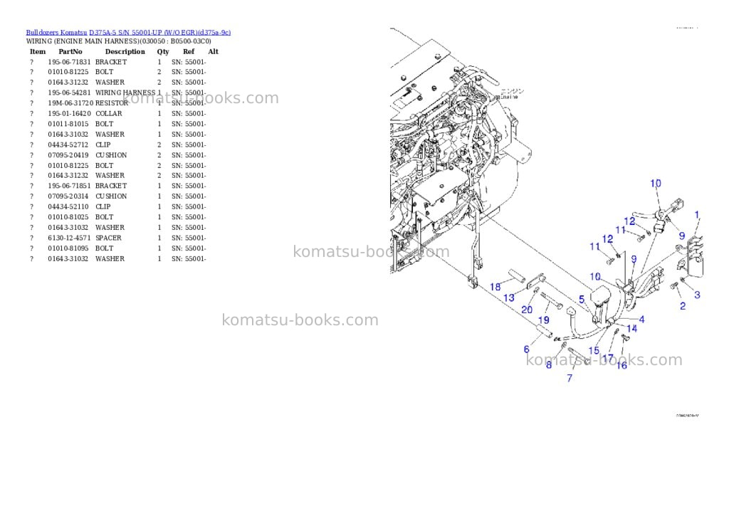 Komatsu d375a-5 s/n 55001-up w/o egr Parts catalog cover Page 4