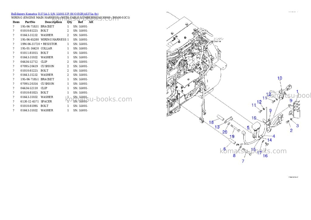 Komatsu d375a-5 s/n 55001-up w/o egr Parts catalog cover Page 5