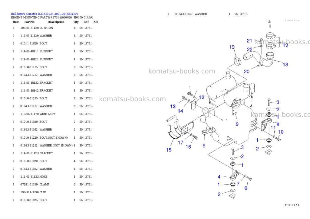 Komatsu d37a-5 s/n 3001-up Parts catalog cover Komatsu d37a-5 s/n 3001-up Parts catalog cover