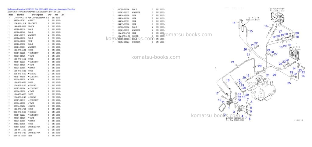 Komatsu D37EX-21 S/N 5001-5499 (Overseas Version) Parts catalog cover Page 7 Komatsu D37EX-21 S/N 5001-5499 (Overseas Version) Parts catalog cover Page 7