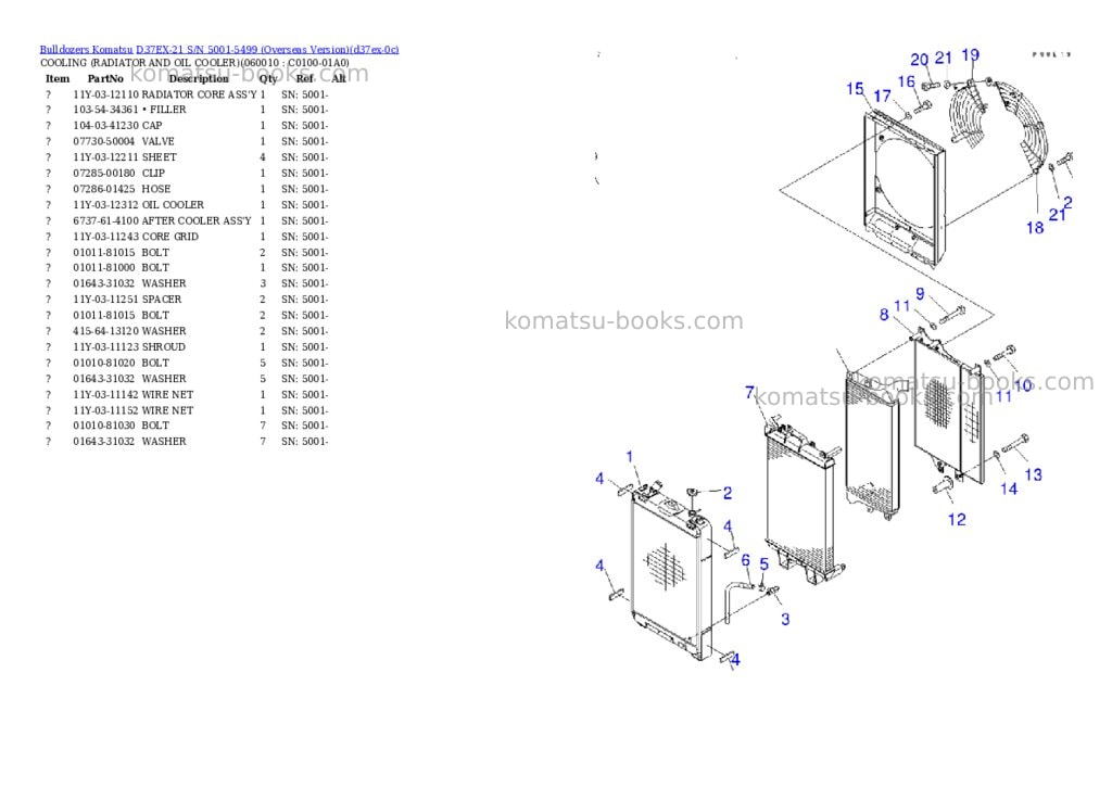 Komatsu D37EX-21 S/N 5001-5499 (Overseas Version) Parts catalog cover Page 9 Komatsu D37EX-21 S/N 5001-5499 (Overseas Version) Parts catalog cover Page 9