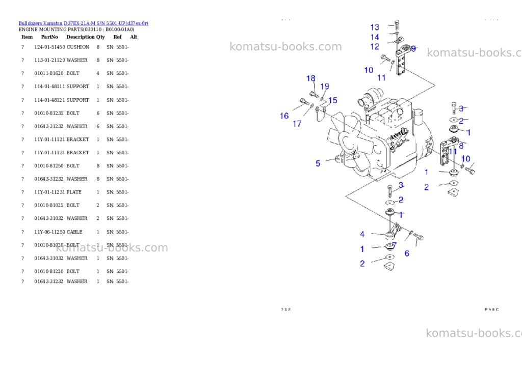 Komatsu d37ex-21a-m s/n 5501-up Parts catalog cover Page 10 Komatsu d37ex-21a-m s/n 5501-up Parts catalog cover Page 10