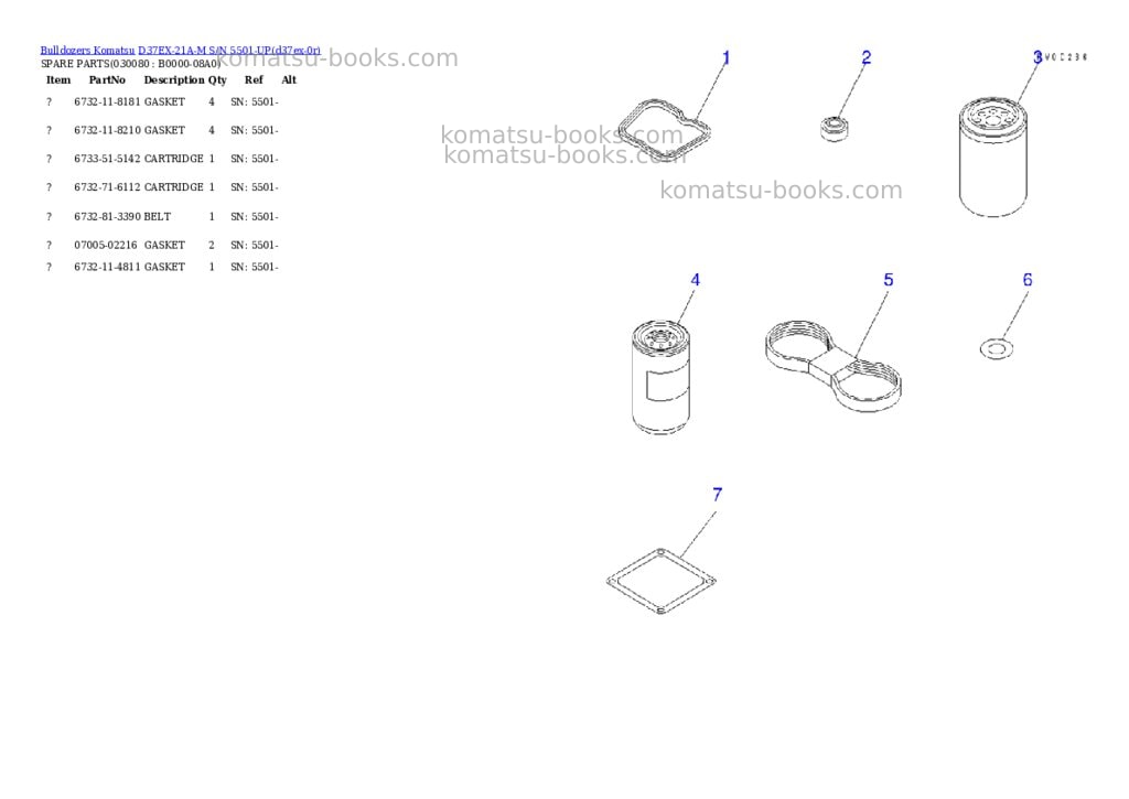 Komatsu d37ex-21a-m s/n 5501-up Parts catalog cover Page 7 Komatsu d37ex-21a-m s/n 5501-up Parts catalog cover Page 7