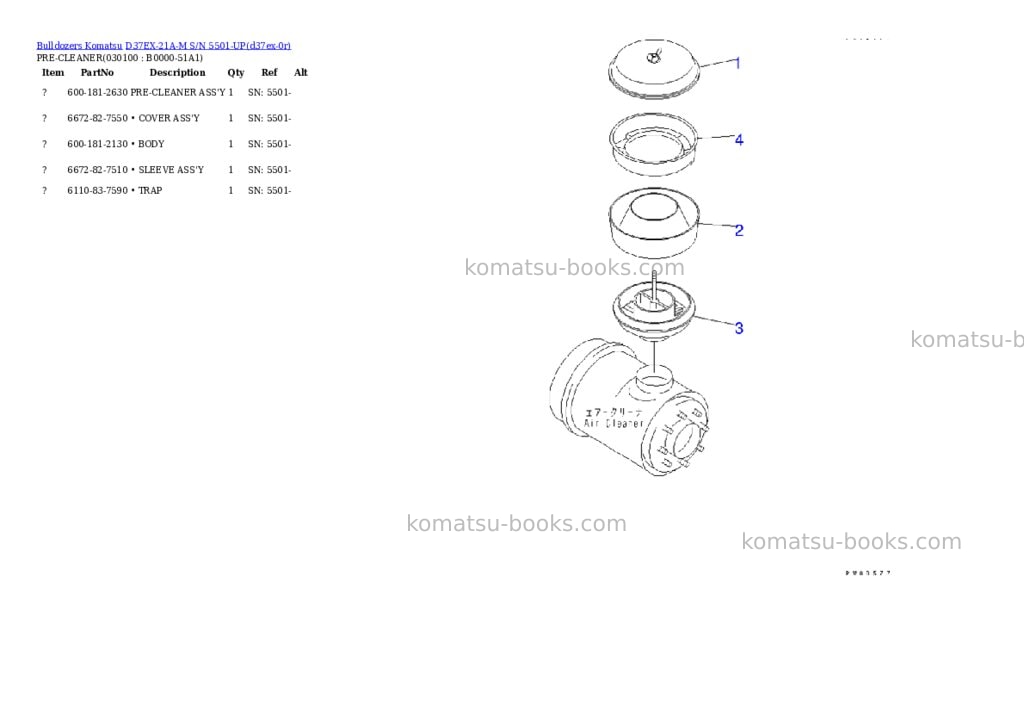 Komatsu d37ex-21a-m s/n 5501-up Parts catalog cover Page 9 Komatsu d37ex-21a-m s/n 5501-up Parts catalog cover Page 9