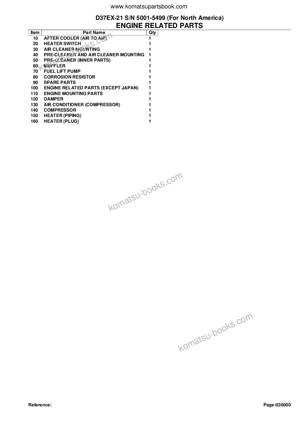 Komatsu D37EX-21 S/N 5001-5499 (For North America) Parts catalog cover Page 2