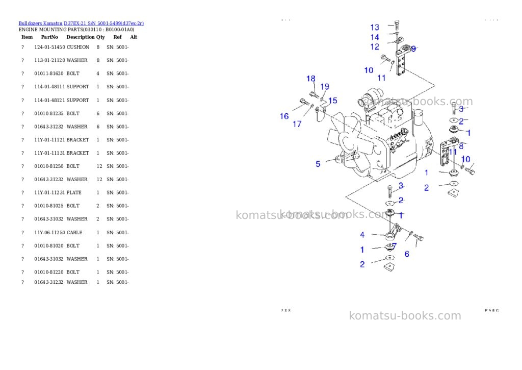Komatsu d37ex-21 s/n 5001-5499 Parts catalog cover Page 10 Komatsu d37ex-21 s/n 5001-5499 Parts catalog cover Page 10