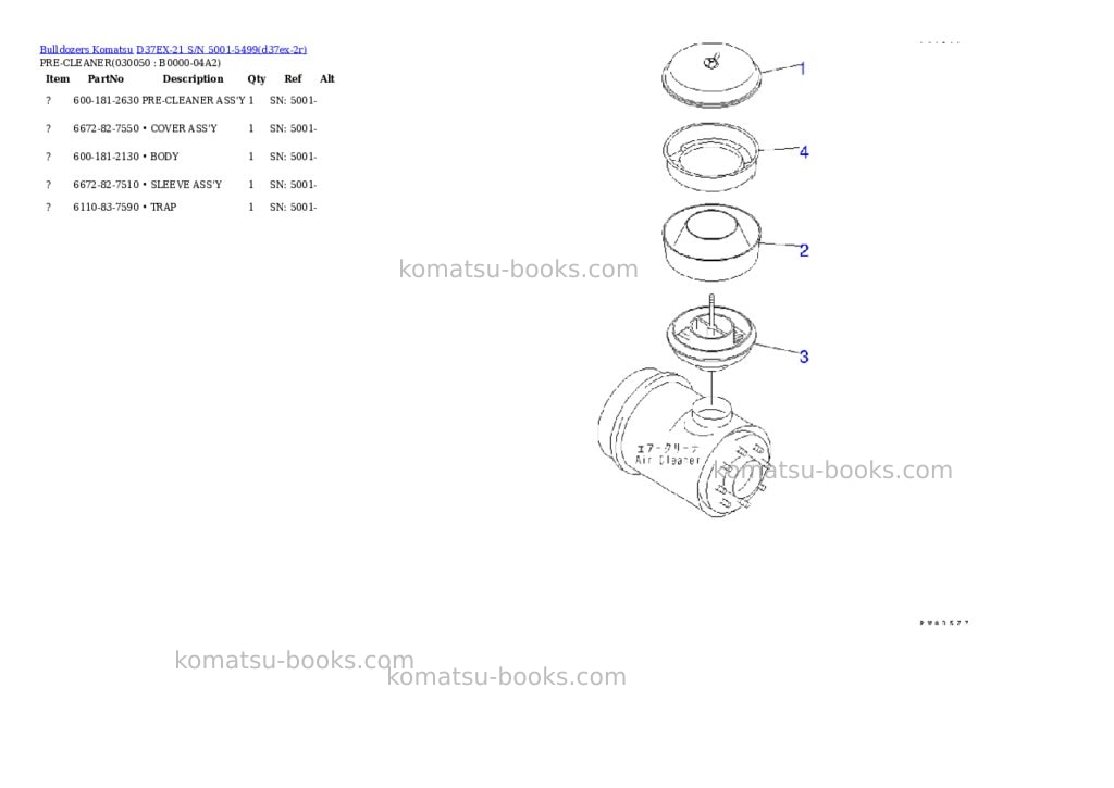 Komatsu d37ex-21 s/n 5001-5499 Parts catalog cover Page 4 Komatsu d37ex-21 s/n 5001-5499 Parts catalog cover Page 4