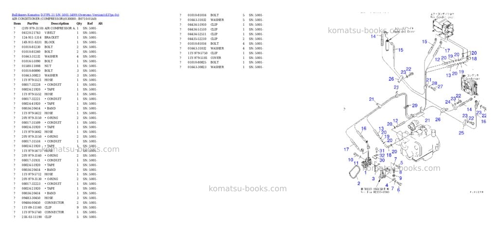 Komatsu D37PX-21 S/N 5001-5499 (Overseas Version) Parts catalog cover Page 7 Komatsu D37PX-21 S/N 5001-5499 (Overseas Version) Parts catalog cover Page 7