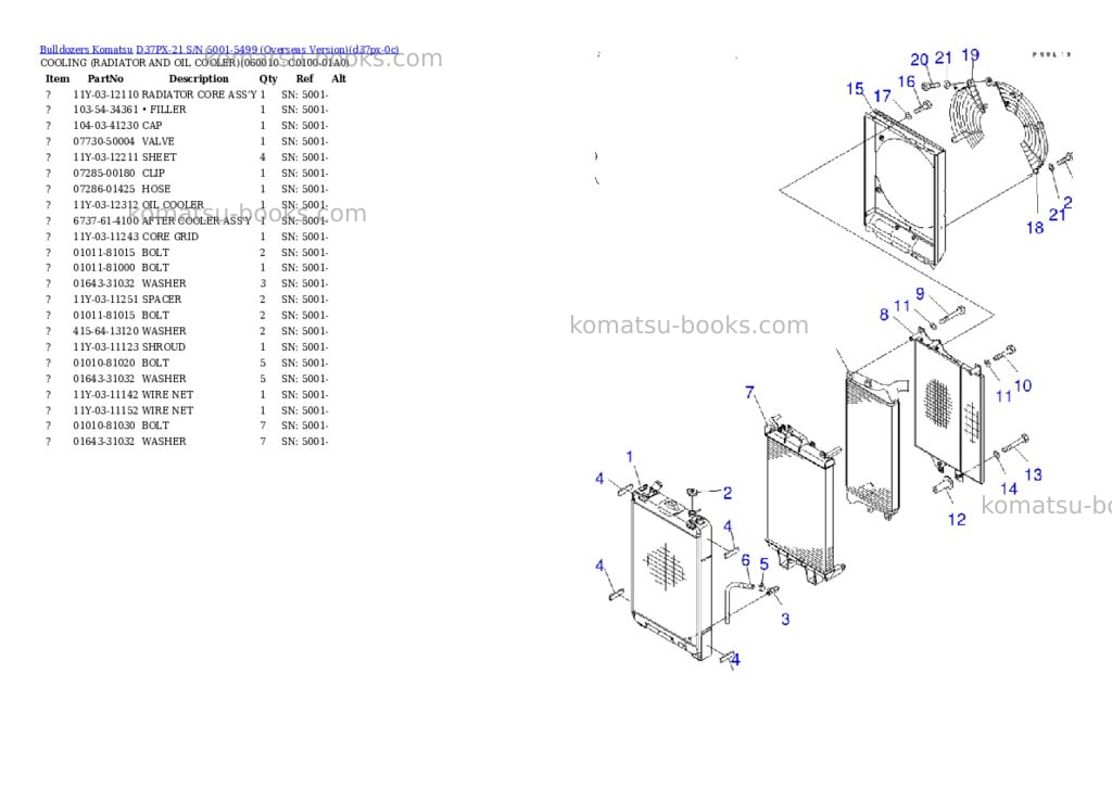 Komatsu D37PX-21 S/N 5001-5499 (Overseas Version) Parts catalog cover Page 9 Komatsu D37PX-21 S/N 5001-5499 (Overseas Version) Parts catalog cover Page 9